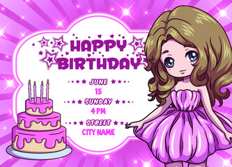 happy birthday cute princess invitation 