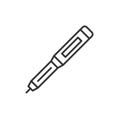 Insulin injection pen line icon. linear style sign for mobile concept and web design. Diabetic syringe outline vector icon. Symbol, logo illustration. Vector graphics