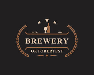 Vintage Retro Badge Oktoberfest Label Typographic Design Willkommen Zum Invitations Beer Festival Celebration Logo