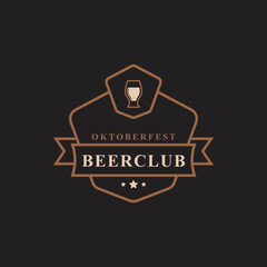 Vintage Retro Badge Oktoberfest Label Typographic Design Willkommen Zum Invitations Beer Festival Celebration Logo