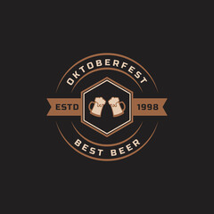 Vintage Retro Badge Oktoberfest Label Typographic Design Willkommen Zum Invitations Beer Festival Celebration Logo