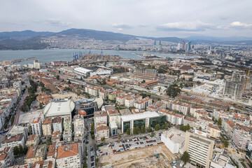 Fototapeta premium Aerial photo of izmir with drone during daytime