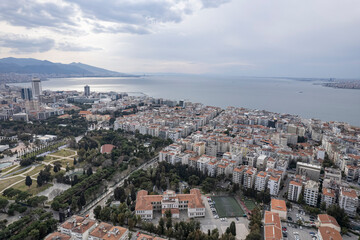 Aerial photo of izmir with drone during daytime