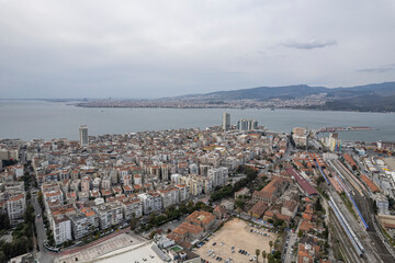Aerial photo of izmir with drone during daytime