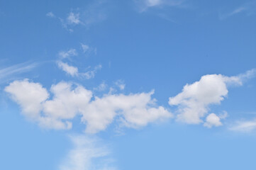 Bright Blue sky with white cloud. Beautiful sky background and wallpaper. Clear day and good weather in the morning.