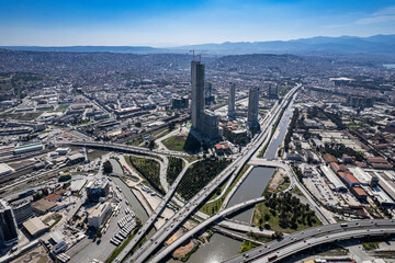 Fototapeta premium Aerial photo of izmir with drone during daytime
