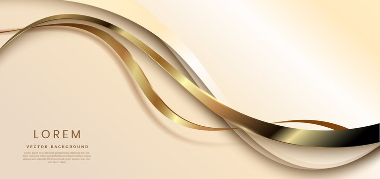 Abstract golden curve line luxury on dark brown background with copy space for text. You can use template, cover design, flyer.