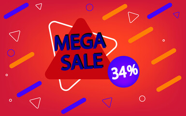 34% off. background template for mega sale and special offer in red