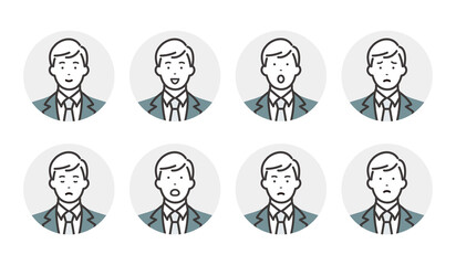 ビジネスマンの表情アイコン　バリエーションセット