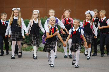 Group of children in a school uniform