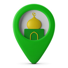 find mosque location on gps map mobile app 3d icon illustration ramadan eid al fitr islamic theme isolated in white background
