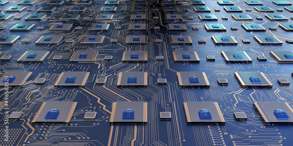 Aufkleber Security concept/Cyber security concept. Padlock icon on digital technology   background. Illustrates cyber data security or information privacy idea in mother server is processing the data.