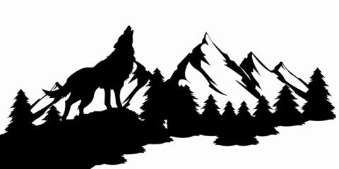Wolf Silhouette, Vector Wolf Silhouette © Saga Creative