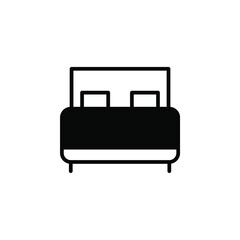 Bed, Bedroom Solid Line Icon Vector Illustration Logo Template. Suitable For Many Purposes.