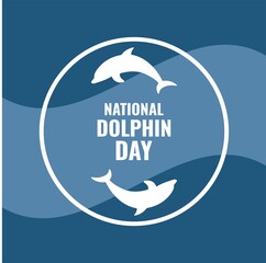 Dolphin Silhouette Icon Vector, National Dolphin Day Design Concept, suitable for social media post templates, posters, greeting cards, banners, backgrounds, brochures. Vector Illustration