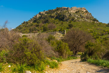 KAUNOS, DALYAN, TURKEY: Acropolis Hill in the ancient city of Kaunos.