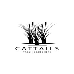 cattails logo design, vintage, silhouette, illustration