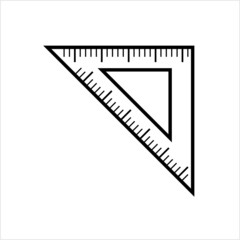 Triangular Ruler Icon, Straightedge At A Right Angle, Engineering, Technical Drawing Instrument