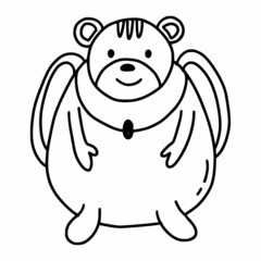 Children  backpack with cute bear. Vector doodle illustration.