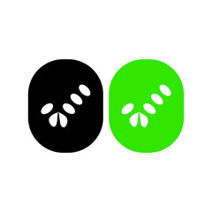 Check mark black and green line icons. Vector illustration. - Vector
