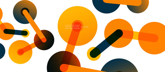 Abstract background. Round dots connected by lines. Trendy techno business template for wallpaper, banner, background or landing