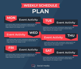 Weekly schedule plan flyer poster template.