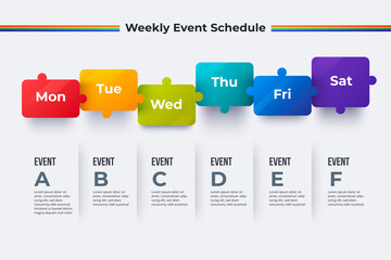 Weekly Event schedule plan on white.