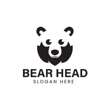 Cute black Bear Head Logo Design Concept. Bear Head for Business. Bear Head Icon. Modern Design, Vector Illustration. Flat logos. Bear Head.