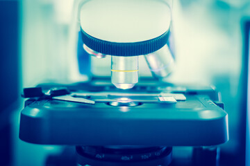 Blurred microscope in blue tone.