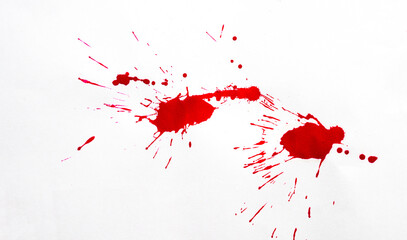 Blood splatters. Red blots of watercolor Realistic bloody splatters for Halloween Drop of blood concept.