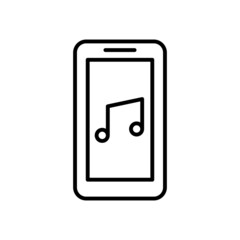 Phone music line vector icon on white background