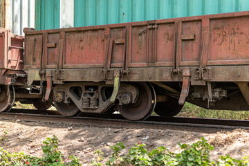 Fototapeta na wymiar Railway truck, passenger train, freight train
