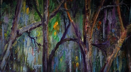 The collection of brush stroke  tree  blue and red colorful watercolor paintings is a background