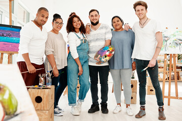 With friends like these, who needs anything else. Full length shot of a diverse group of artists...