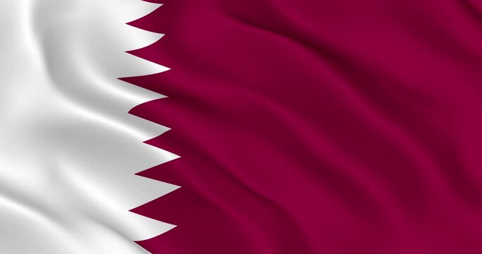 Qatar Flag Smooth Wavy Animation. The National flag of State of Qatar waving in the wind. Loop animation, Realistic 3D render, 60fps. Beautifuly slows down 2 times if interpret as 30 fps