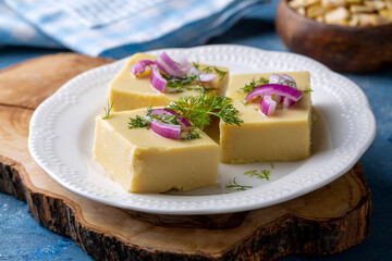 Traditional Turkish dishes with olive oil, appetizers; broad bean puree or broad bean paste. (Turkish name; Fava) Turkish food Fava