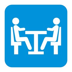 resting place, vector sign, conceptual icon , white illustration on blue background