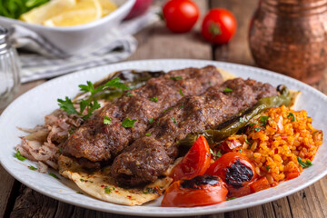 Traditional delicious Turkish foods; Adana kebab