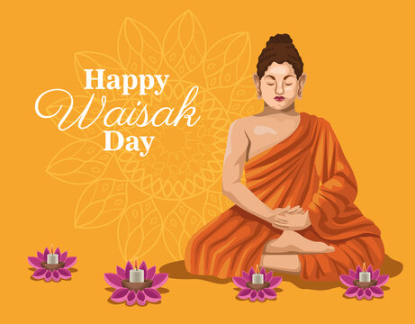 Waisak Day Lettering With Buddha