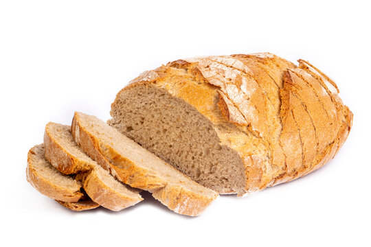 Sourdough bread on a white background (Turkish name; eksi maya ekmegi)