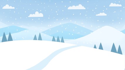Snowy mountains with blue sky , landscape background illustration