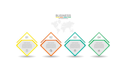 Business infographic template colorful with 4 step