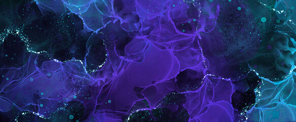 Abstract Background, Texture Washing Alcohol Ink On Black Paper.