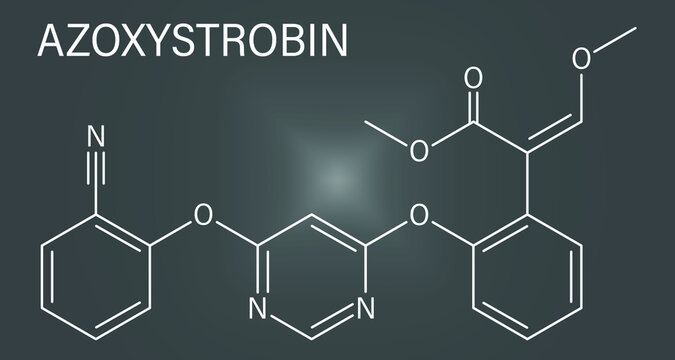 Azoxystrobin fungicide molecule. Skeletal formula.