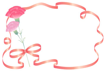 母の日のメッセージカード（赤リボン・背景無し・ポストカードサイズ）
