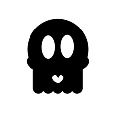 Skull vector silhouette. Skull icon isolated on white background. Sign of danger. Black skull clipart.