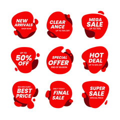 Set of sale banner red abstract shape , labels  template, vector illustration