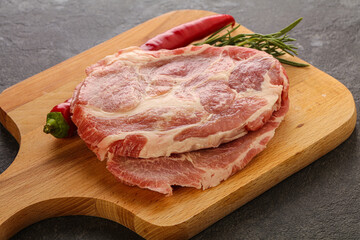Raw pork meat neck steak