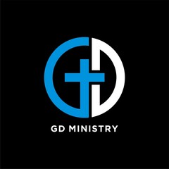 GD initial logo with cross concept for christian community