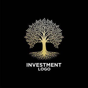 Investment or finance logo design with tree premium design concept 